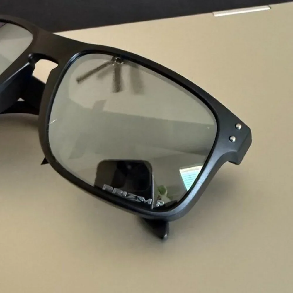 OO9102 Oakley Holbrook Matte Black Frame Prizm Polarized Reflective Silver Lens - Picture 3 of 8
